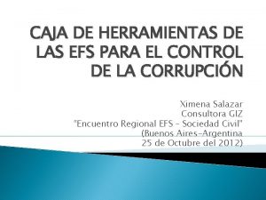 CAJA DE HERRAMIENTAS DE LAS EFS PARA EL