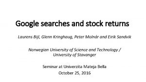 Google searches and stock returns Laurens Bijl Glenn