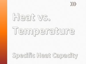 Heat vs Temperature Specific Heat Capacity Heat and