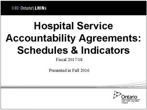 Hospital Service Accountability Agreements Schedules Indicators Fiscal 201718