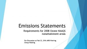 Emissions Statements Requirements for 2008 Ozone NAAQS nonattainment