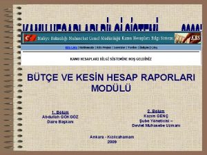 BTE VE KESN HESAP RAPORLARI MODL 1 Blm