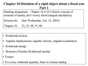 Chapter 10 Rotation of a rigid object about