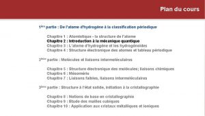 Plan du cours 1re partie De latome dhydrogne