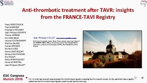 Antithrombotic treatment after TAVR insights from the FRANCETAVI