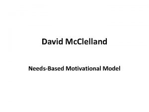 David Mc Clelland NeedsBased Motivational Model Acquired Needs