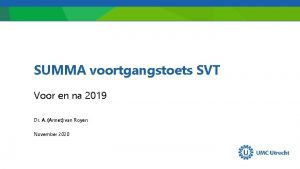 SUMMA voortgangstoets SVT Voor en na 2019 Dr