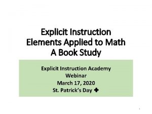 Explicit Instruction Elements Applied to Math A Book