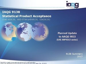 IAQG 9138 Statistical Product Acceptance SAE AS 9138