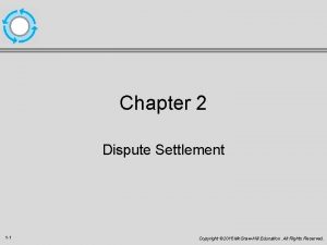 Chapter 2 Dispute Settlement 1 1 Copyright 2015
