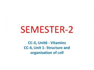 SEMESTER2 CC3 Unit 6 Vitamins CC4 Unit 1