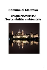 Comune di Mantova INQUINAMENTO Sostenibilit ambientale 1 Obiettivo