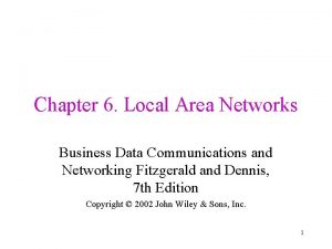 Chapter 6 Local Area Networks Business Data Communications