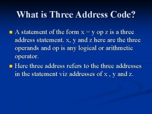 Three address code examples