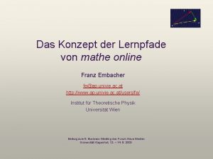 Das Konzept der Lernpfade von mathe online Franz