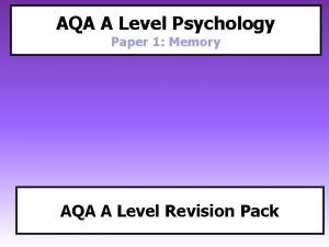 Memory psychology a level