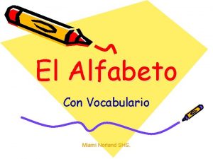 El Alfabeto Con Vocabulario Miami Norland SHS Spanish