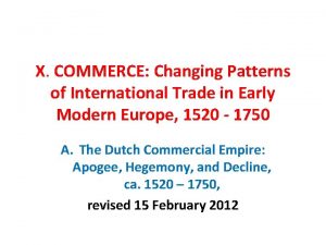 X COMMERCE Changing Patterns of International Trade in