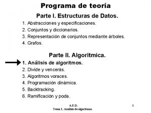 Programa de teora Parte I Estructuras de Datos