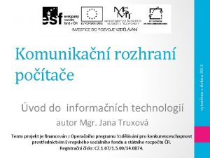 vod do informanch technologi autor Mgr Jana Truxov