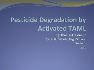Pesticide Degradation by Activated TAML by Thomas OConnor