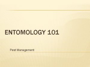 ENTOMOLOGY 101 Pest Management PEST MANAGEMENT Topics Insects
