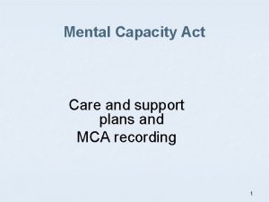 Mental capacity care plan