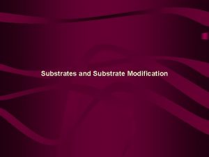 Substrates and Substrate Modification Basic Divisions of the