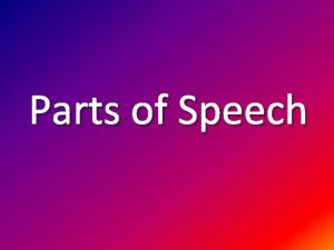 Parts of Speech NOUN person place idea or