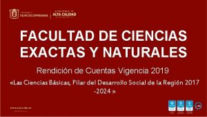 FACULTAD DE CIENCIAS EXACTAS Y NATURALES Rendicin de