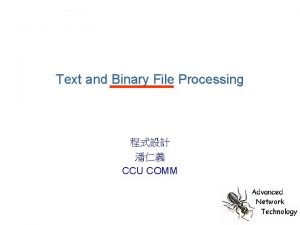 Text and Binary File Processing CCU COMM C