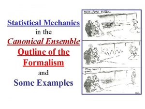 Statistical Mechanics in the Canonical Ensemble Outline of