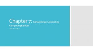 Chapter 7 Networking Connecting Computing Devices Nikki Schnelker