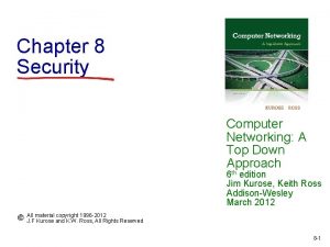 Chapter 8 Security Computer Networking A Top Down