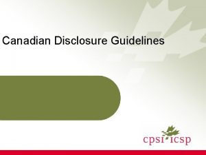 Canadian disclosure guidelines