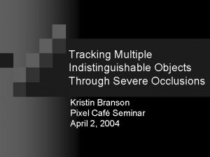 Tracking Multiple Indistinguishable Objects Through Severe Occlusions Kristin