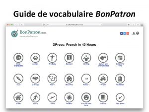 Guide de vocabulaire Bon Patron Guide de vocabulaire