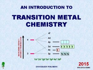 AN INTRODUCTION TO TRANSITION METAL CHEMISTRY INCREASING ENERGY