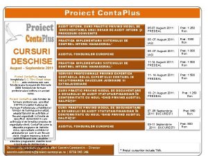 Proiect Conta Plus CURSURI DESCHISE August Septembrie 2011