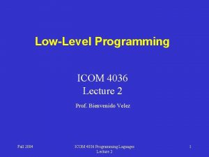 LowLevel Programming ICOM 4036 Lecture 2 Prof Bienvenido