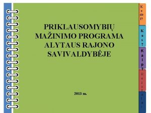 K o d l PRIKLAUSOMYBI MAINIMO PROGRAMA ALYTAUS