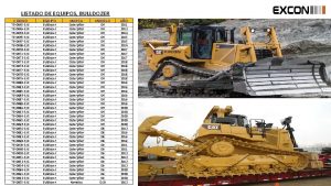 LISTADO DE EQUIPOS BULLDOZER CODIGO TB0045 EXC TB0049