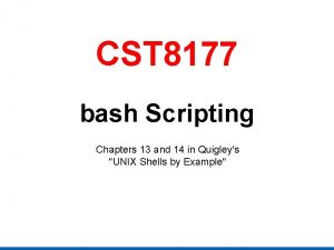 CST 8177 bash Scripting Chapters 13 and 14