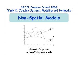 NECSI Summer School 2008 Week 2 Complex Systems