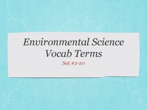 Environmental science vocabulary