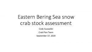 Eastern Bering Sea snow crab stock assessment Cody