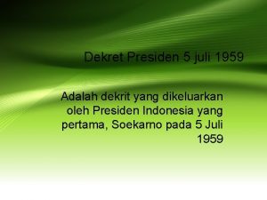 Isi dekrit presiden 5 juli 1959