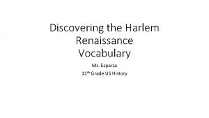 Harlem renaissance vocabulary