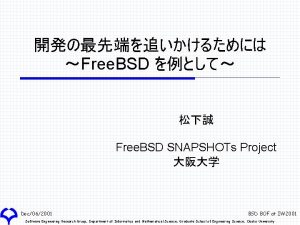 Free BSD Free BSD SNAPSHOTs Project Dec062001 BSD
