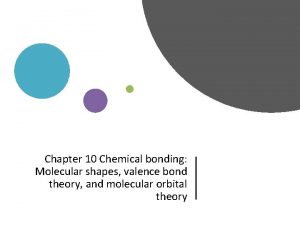 Chapter 10 Chemical bonding Molecular shapes valence bond